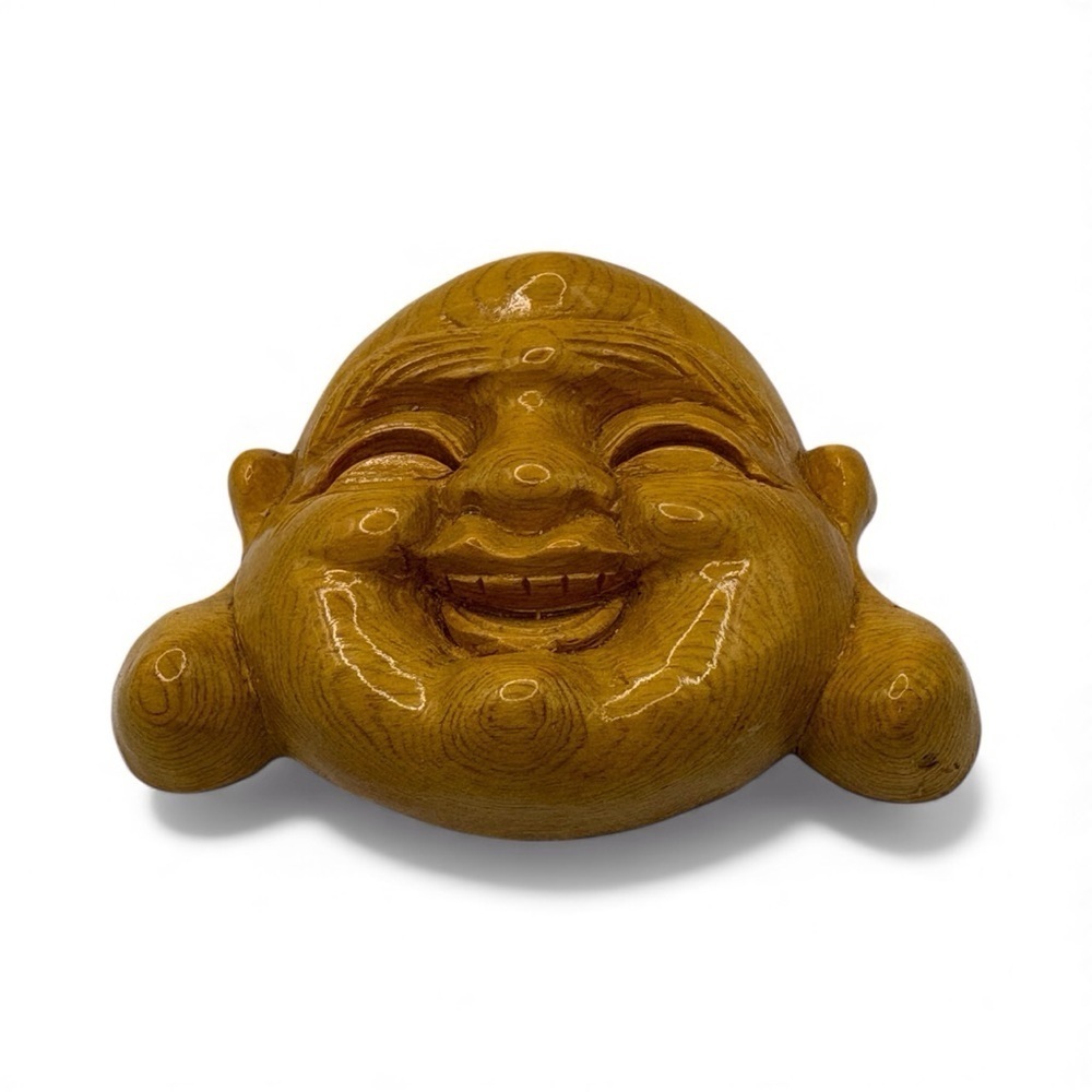 (154) Wooden Smiling Face Buddha Wall Decor